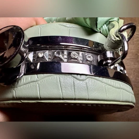 Mint Green Croc-Embossed Mini Bag - Picture 6 of 16